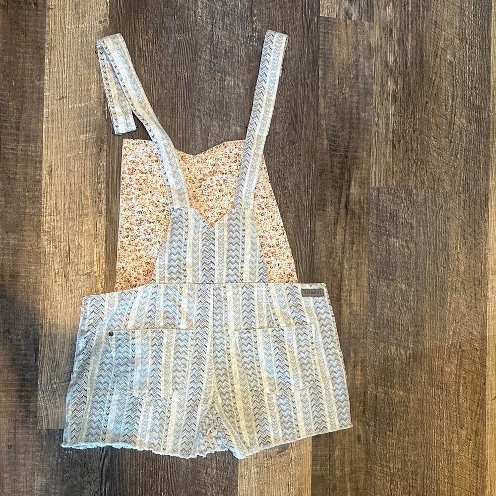 Element Blue & Cream Patterned Short Overalls(runs small) - Picture 3 of 8